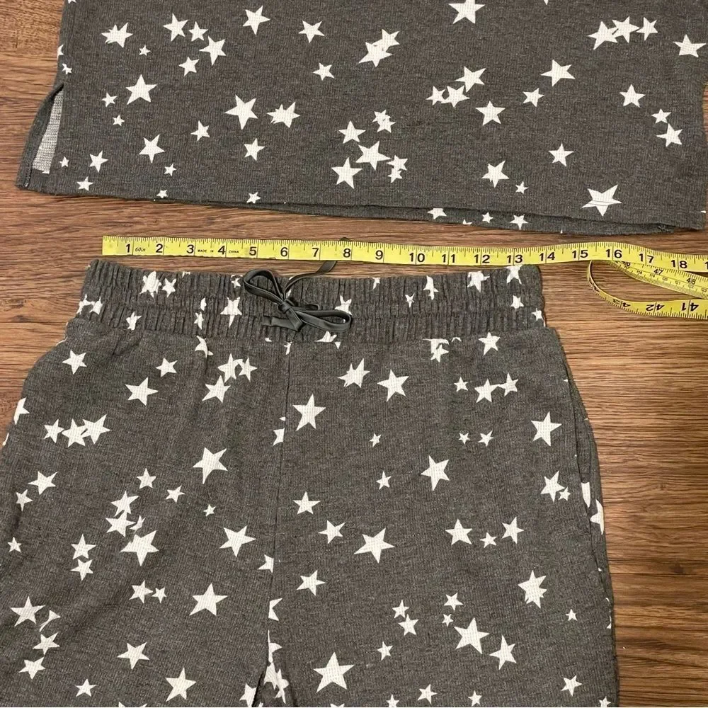 Victoria’s Secret Jogger Pajama Set Stars Gray and White Size Small